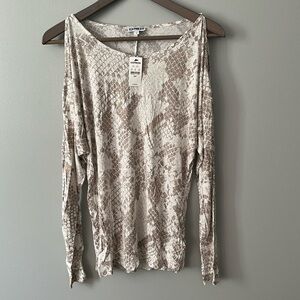 Express snakeskin print cold shoulder long sleeve top NWT
